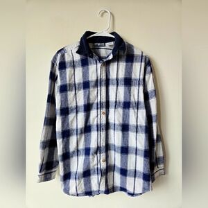 White and blue flannel shirt